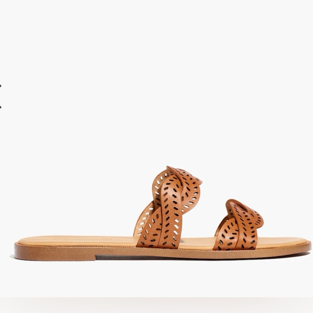 Madewell Cora Slide Sandal in Perforated Leather Size 8